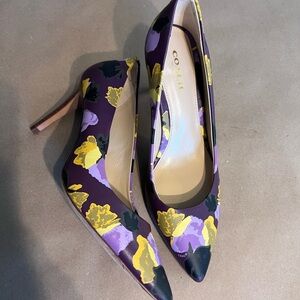 Coach Smith 100% Genuine Leather Purple Floral Pointed Toe Heels Women’s US 7 B